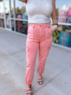 Coral Cargo Jeans- Stretchy