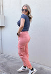 Coral Cargo Jeans- Stretchy