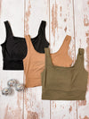 Kristin Square Neck Fitted Crop Top-Multiple Colors-FINAL SALE
