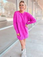 Rylee Oversized Sweater Dress-Fuchsia-FINAL SALE