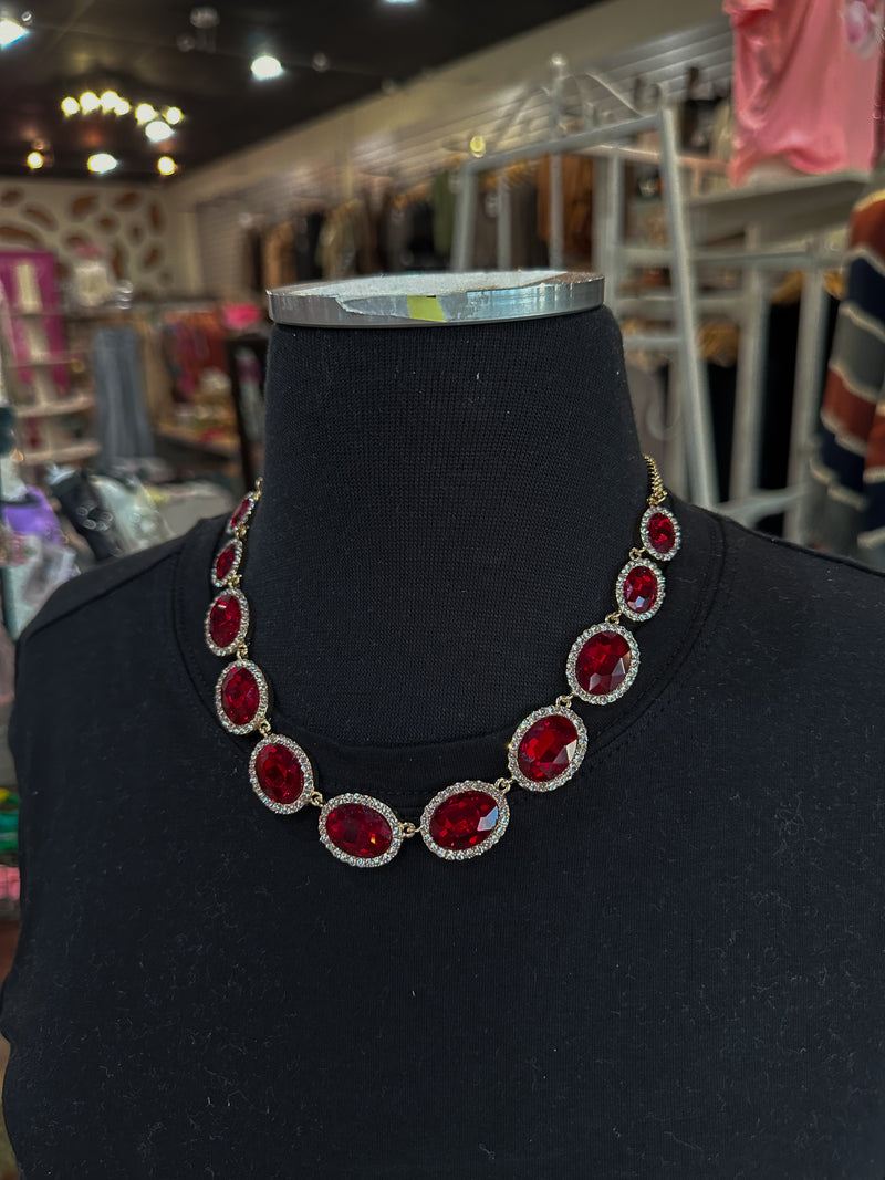 Gold Oval Rhinestones Choker Necklace- other colors