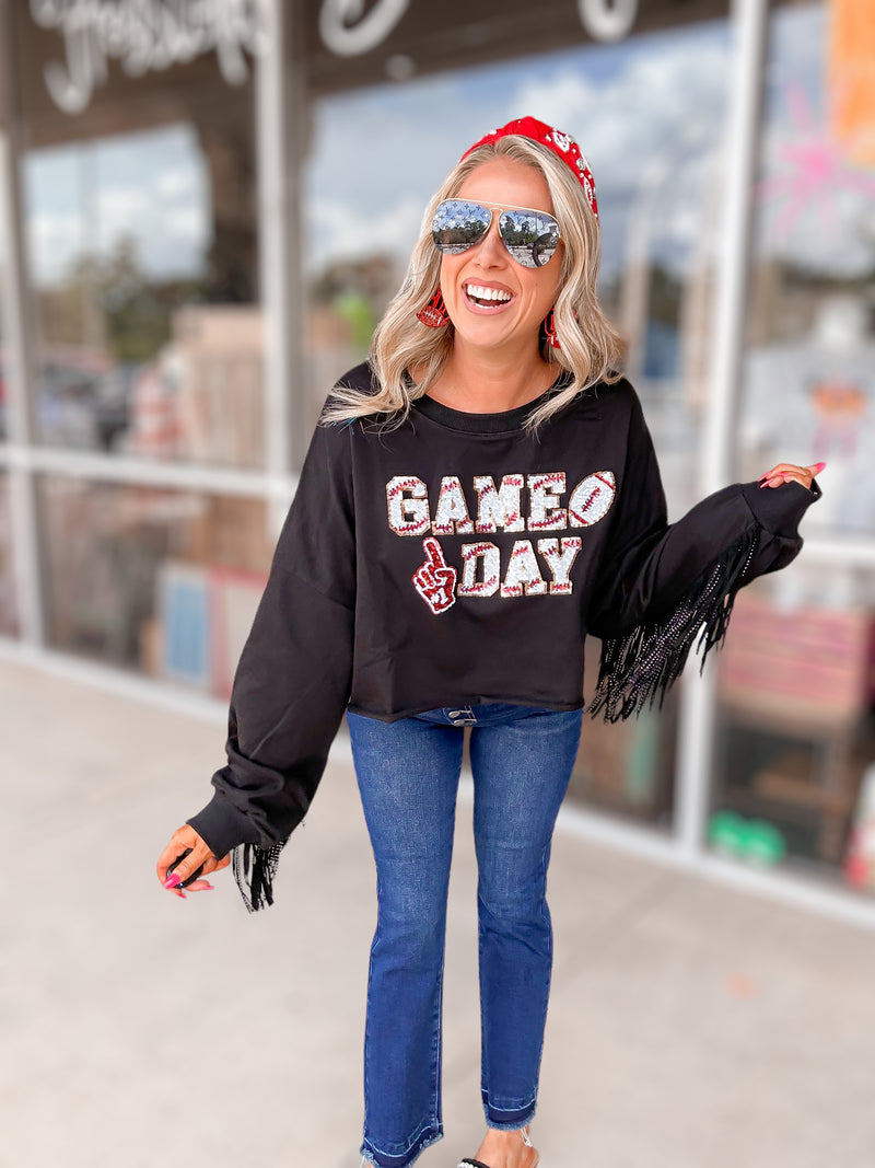 Game Day Sequin Cropped Sweatshirt
