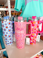 Insulated Tumbler Cup with Straw- Other Prints
