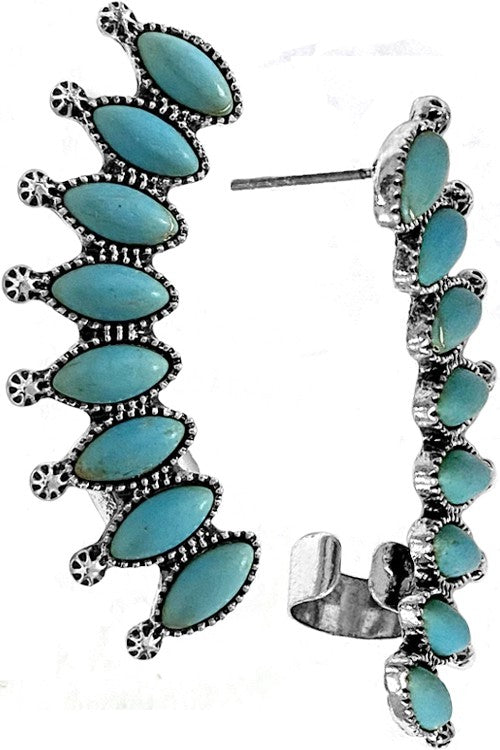 Marquise Turquoise Concho Ear Cuff Earrings