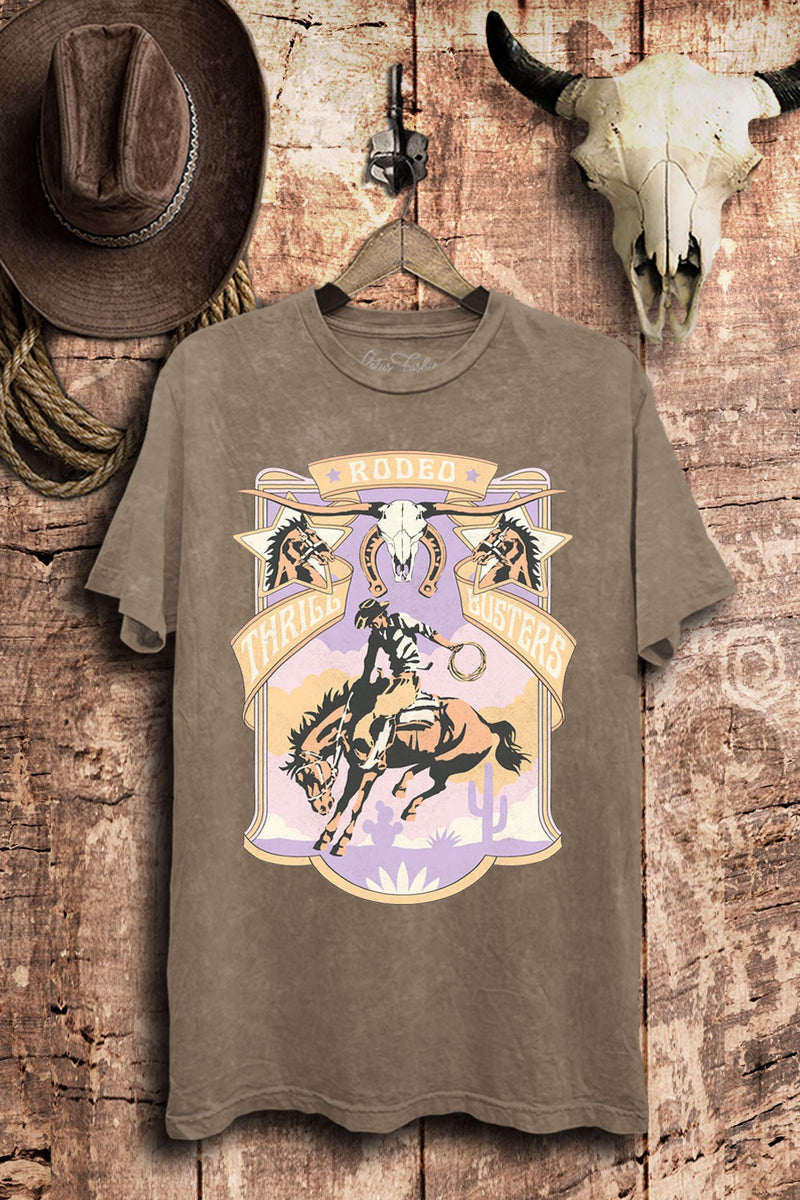 Rodeo Thrill Buster Mineral Wash Graphic Tee- Multiple Colors-FINAL SALE