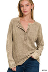 Wanda Buttoned French Terry Top-Multiple Colors-FINAL SALE