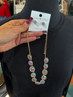 Gold Oval Rhinestones Choker Necklace- other colors