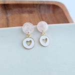 Amora Heart Earrings - White