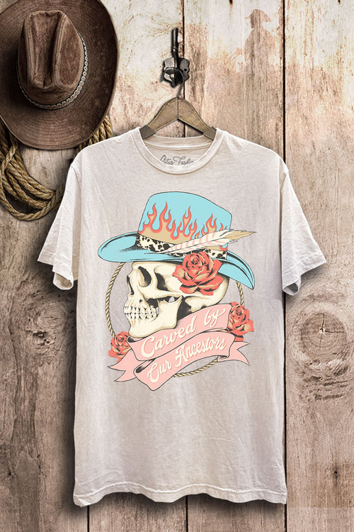 Carved by Our Ancestors Western Skull Tee-FINAL SALE