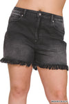 Clara Black Plus size shorts-Black