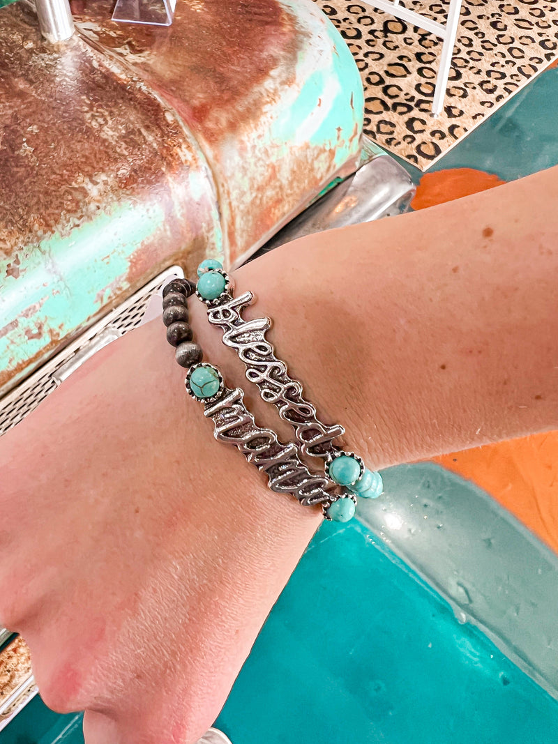 Blessed Mama Turquoise Bracelet Set