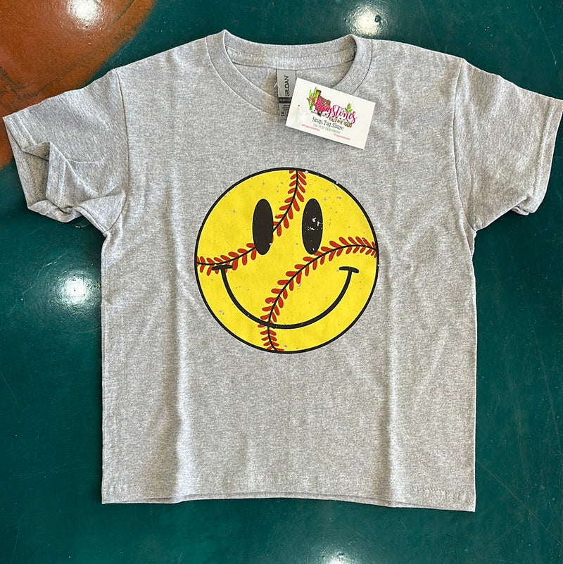 Youth Retro Softball Happy Face Tee