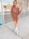 Penelope Fringe Detail Knit Top/Mini Skirt Set-Coco