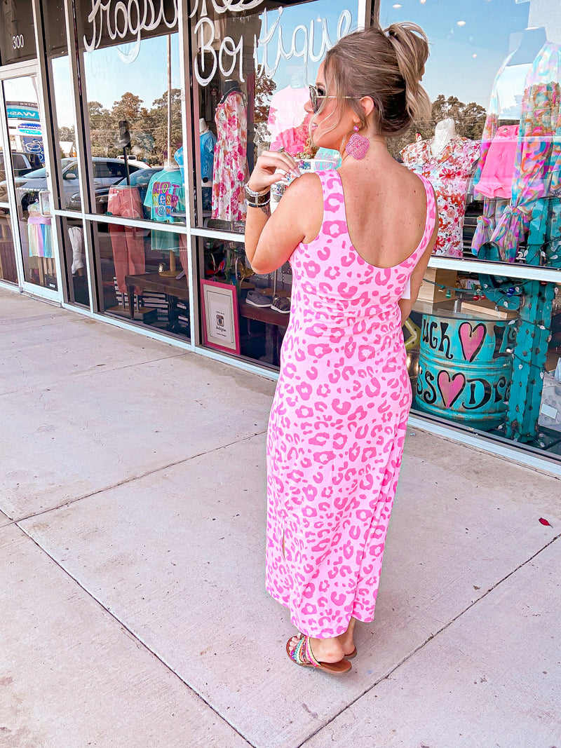 Wear it your way! Pink Leopard Maxi Dress