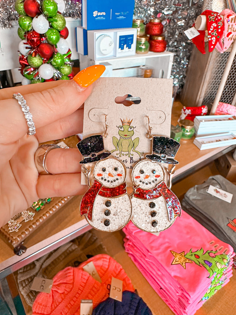 Snowman Glitter Earrings