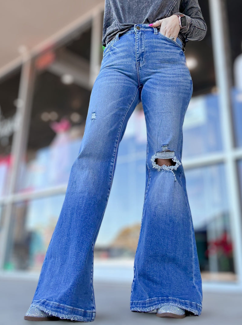 Delilah Distressed Flare Jeans