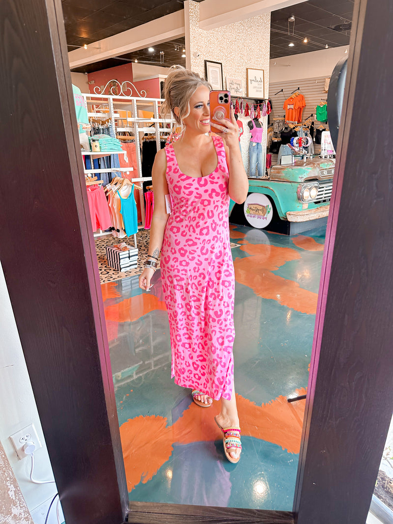 Wear it your way! Pink Leopard Maxi Dress