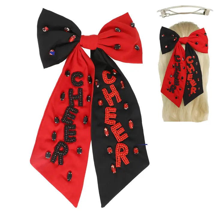 Game Day Cheer Embroidered Bow Barrette Hair Clip-other colors