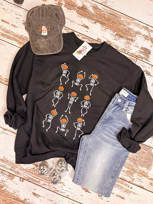 Dancing Skeleton Sweatshirt-Black-FINAL SALE
