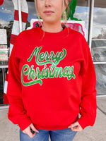 Merry Christmas Sequin Patch Sweatshirt