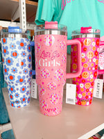 Insulated Tumbler Cup with Straw- Other Prints