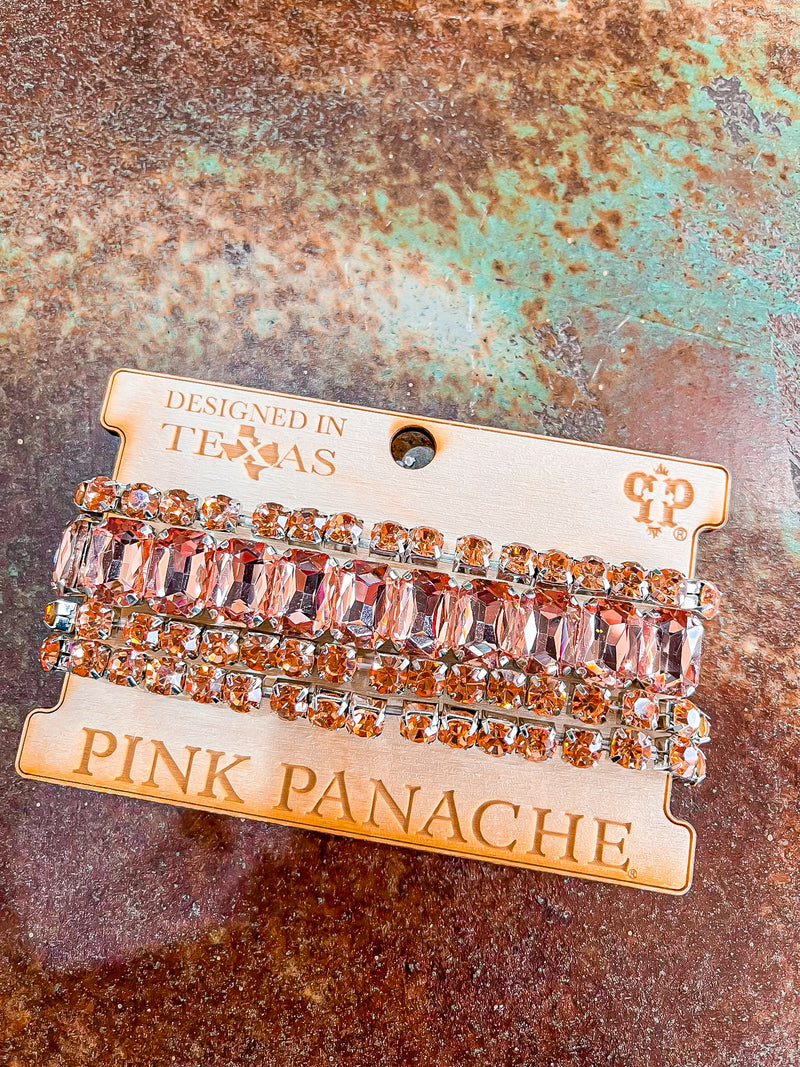 1CNC D241-Pink Rhinestone Bracelet Set