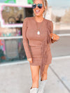 Penelope Fringe Detail Knit Top/Mini Skirt Set-Coco