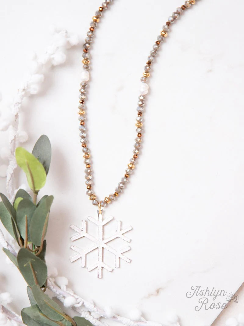 Snowflake Pendant Necklace-Charcoal
