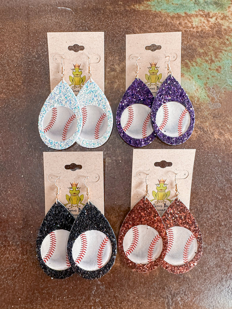 Tear Drop Baseball Earrings- other colors