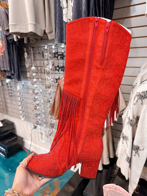 Dance All Night Boots-Red-FINAL SALE