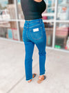 Cassie High Rise Cross Over Dark Button Down Jeans-FINAL SALE