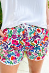 Fiesta Time Floral Drawstring everyday Shorts- PRE ORDER