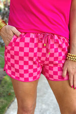 Checked Out Checkered drawstring everyday shorts- PRE ORDER