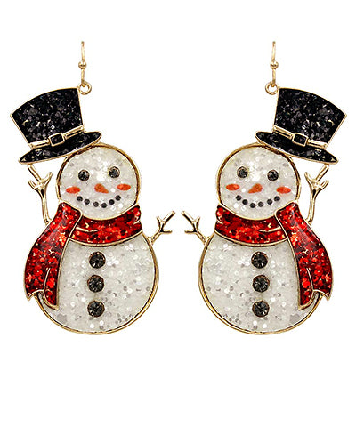 Snowman Glitter Earrings