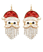Santa Claus Glitter Earrings-Red/White