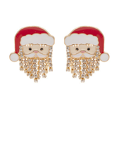 Santa Face Stud Earrings-Red/White-FINAL SALE