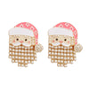 Pearl Santa Stud Earrings-Pink