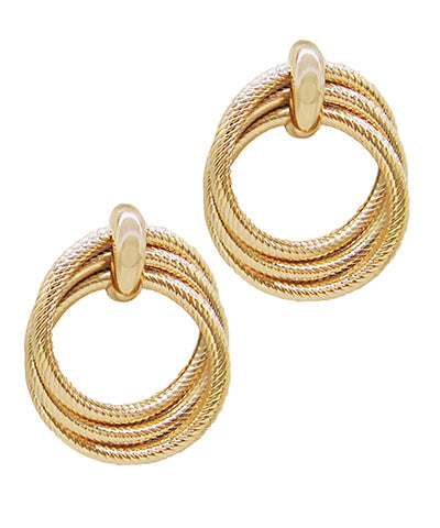 Triple Circle Link Earrings-Gold