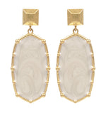 Gold/Ivory Hexagon Drop Earrings