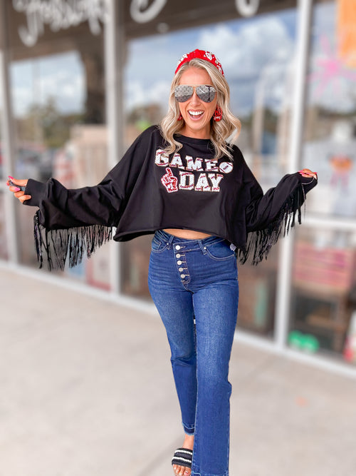 Game Day Sequin Cropped Sweatshirt