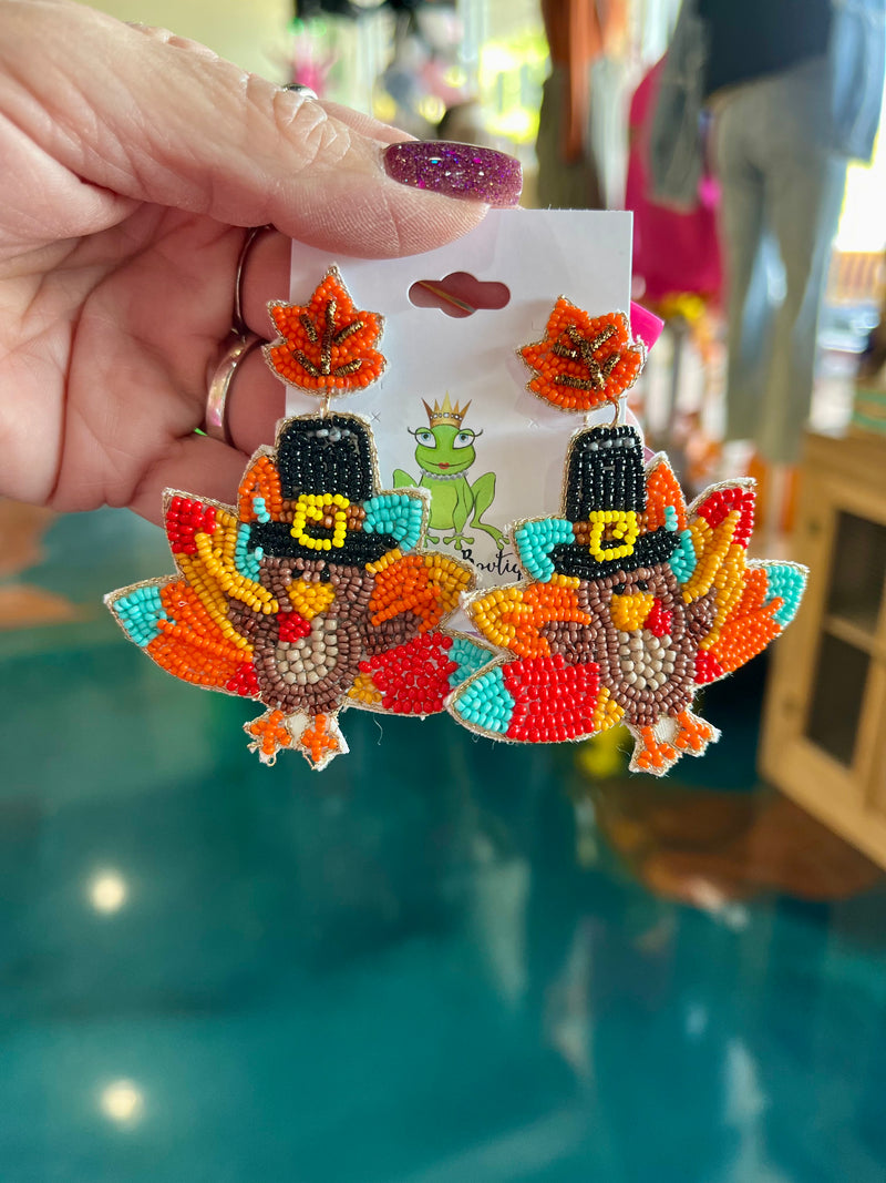 Turkey Pilgrim Beaded Earrings
