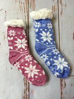 Snowflake Sherpa Lined Socks - 2 colors