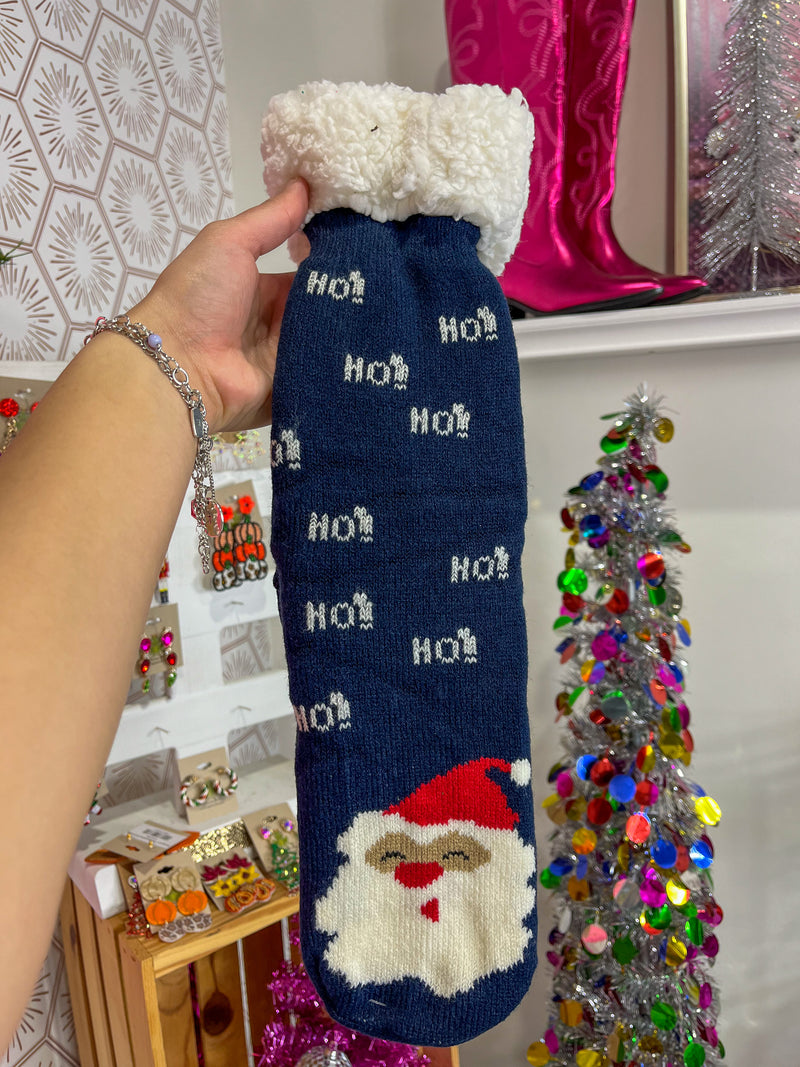 Ho Ho Ho Santa Sherpa Lined Socks