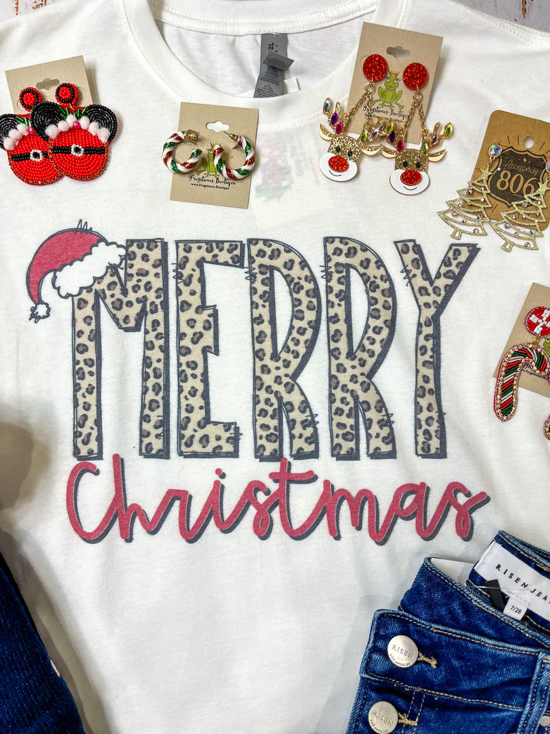 Leopard Merry Christmas Long Sleeve Tee