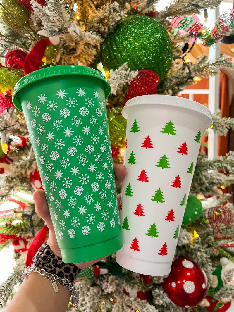 Christmas Tumblers w/ Straw and Lid -Set of 2  - Variety