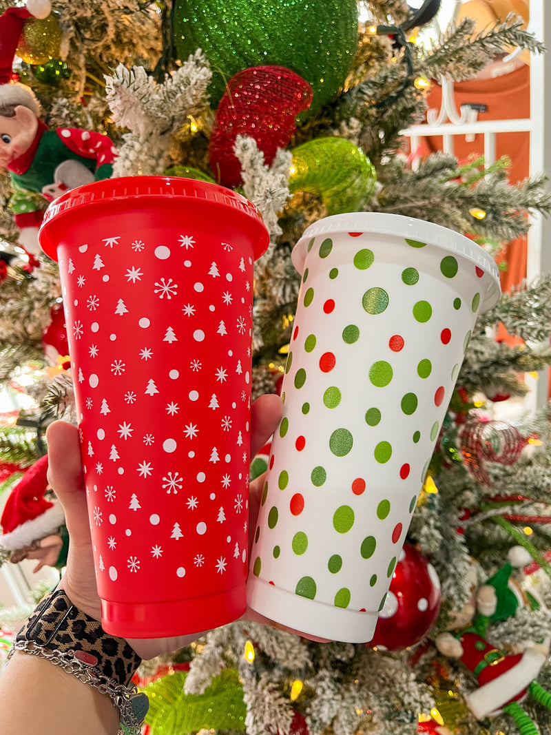Christmas Tumblers w/ Straw and Lid -Set of 2  - Variety-FINAL SALE
