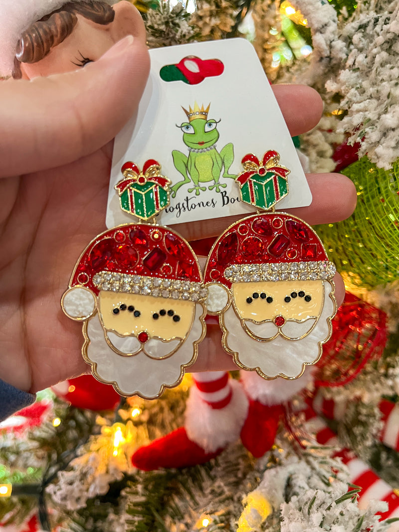 Santa Earrings with Presents