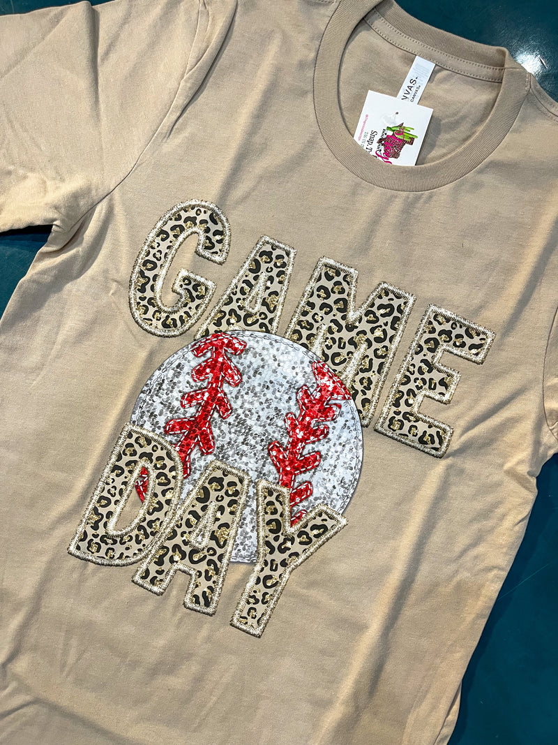 Leopard Game Day Baseball Tee-Mocha