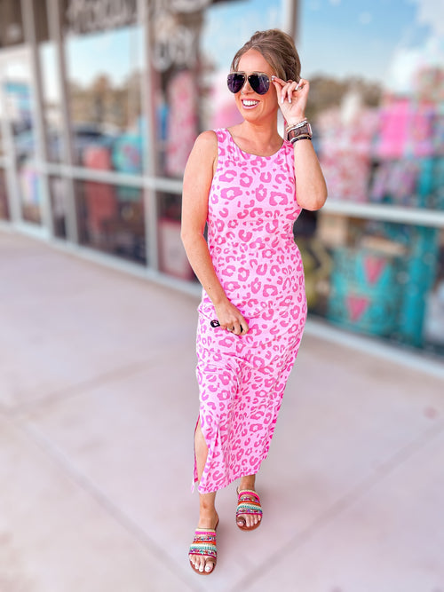 Wear it your way! Pink Leopard Maxi Dress