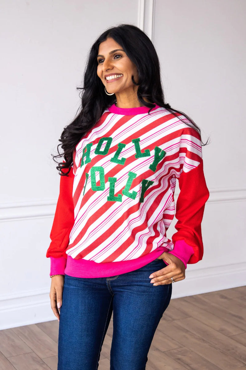 Holly Jolly Striped Top-FINAL SALE